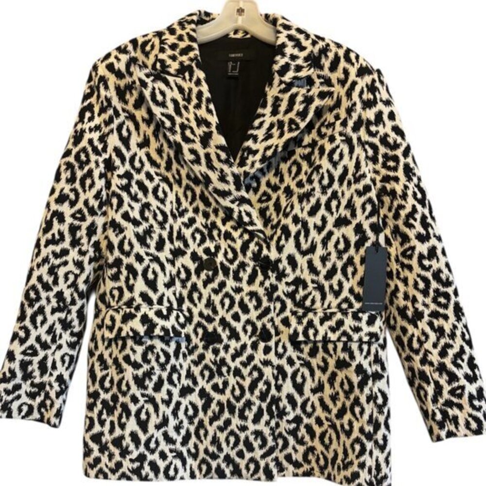 Forever 21 NWT Black & Cream Animal Print Lined Jacket Blazer Office Business M